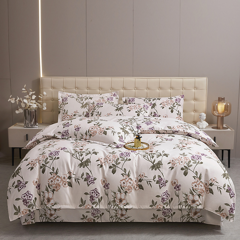 彼加曼BGM-T2613“花雾紫”生态磨毛床饰套件