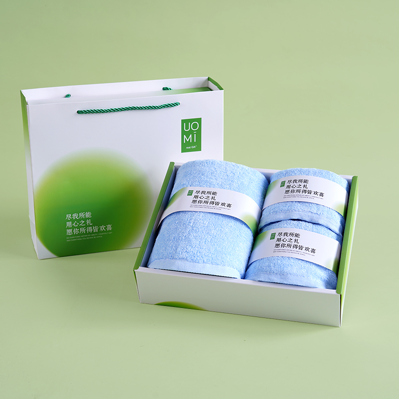 UOMI竹纤维1毛巾2方巾组合套装-听涛-33