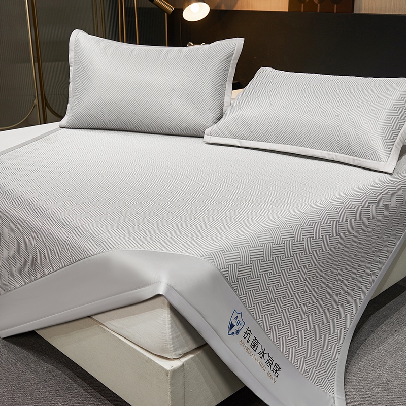 <赫兰希>抗菌冰丝藤三明治凉席三件套-灰