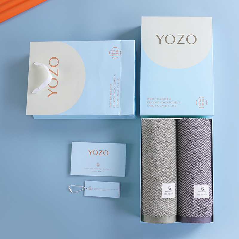 优竹世家竹纤维毛巾双条装员工福利商务定制积分礼-竹纹-2