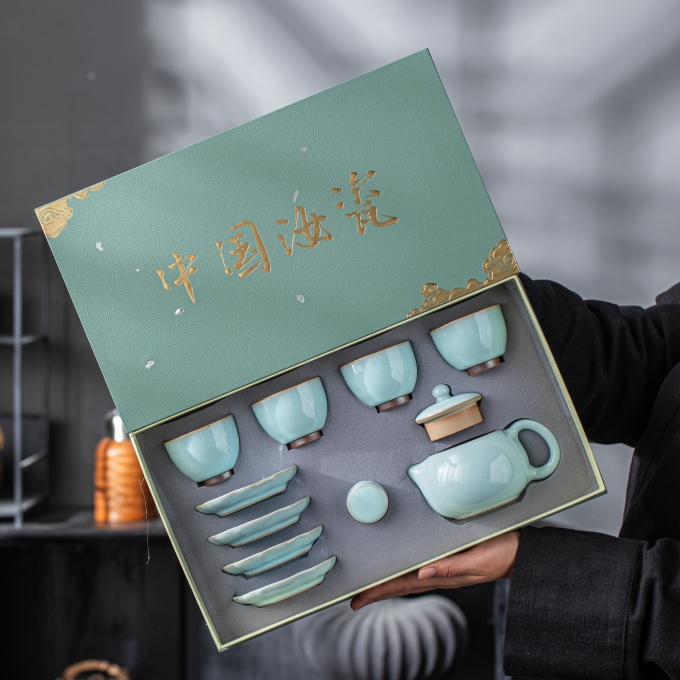 汝瓷鉴赏10头西施壶商务小套装