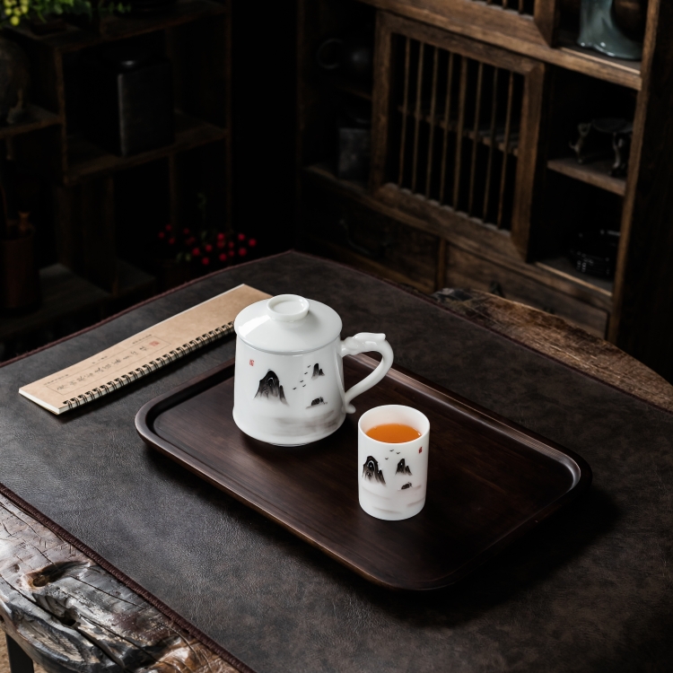 乐山手绘祥龙办公杯+主人杯