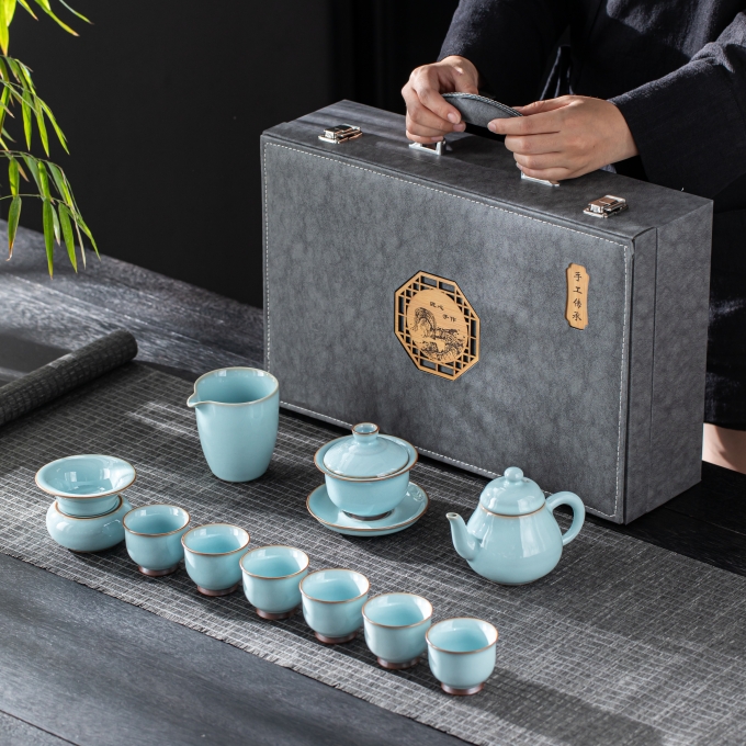 汝瓷茶具11件套（盖碗+茶壶）