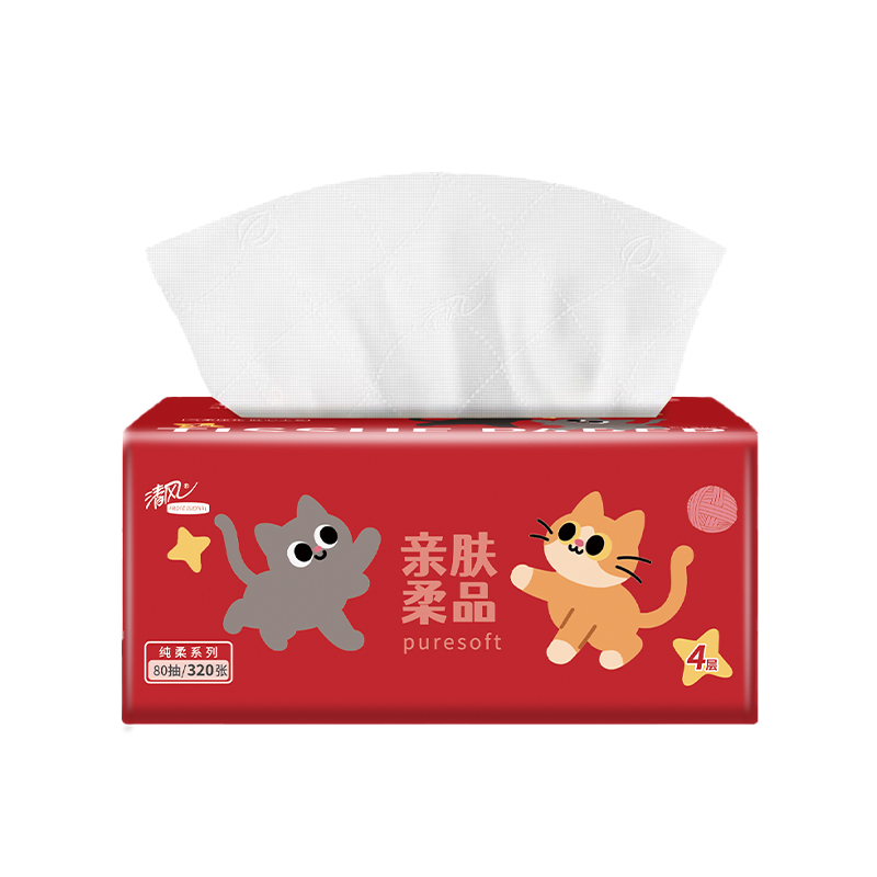 清风亲肤柔品4层80抽4包(单包）