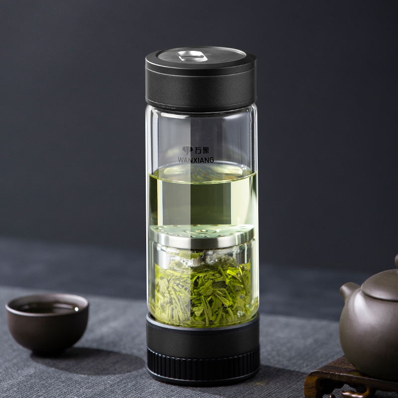 万象茶水分离单层玻璃杯U258